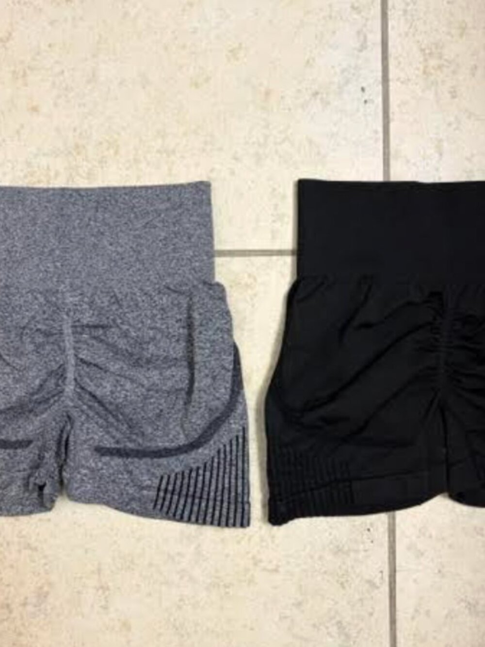 Women's Sports Shorts x2 M Black Gray Seamless Gym Scrunch Butt High Waisted